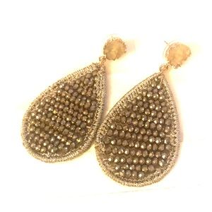 Gold druzy and beaded earrings